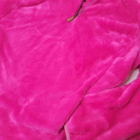jess lea Womens Fuzzy Hot Pink Pullover Jacket Quarter Zip With Pockets SOFT XXL - Picture 5 of 5